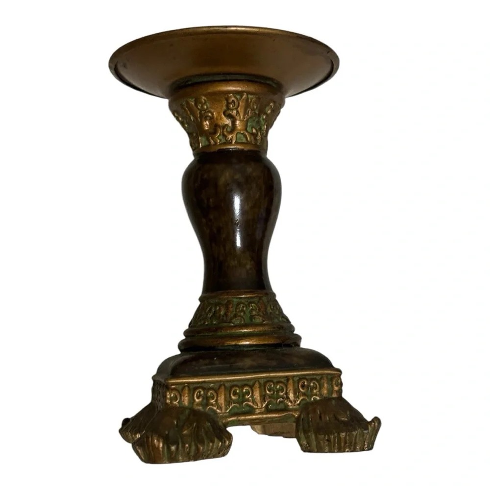 Pillar Candle Stand/Holder in Brown/Tan